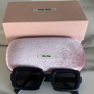 Miu Miu Dark Sunglasses with Pink Case